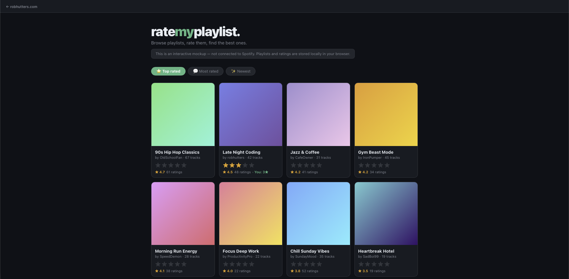 ratemyplaylist app screenshot